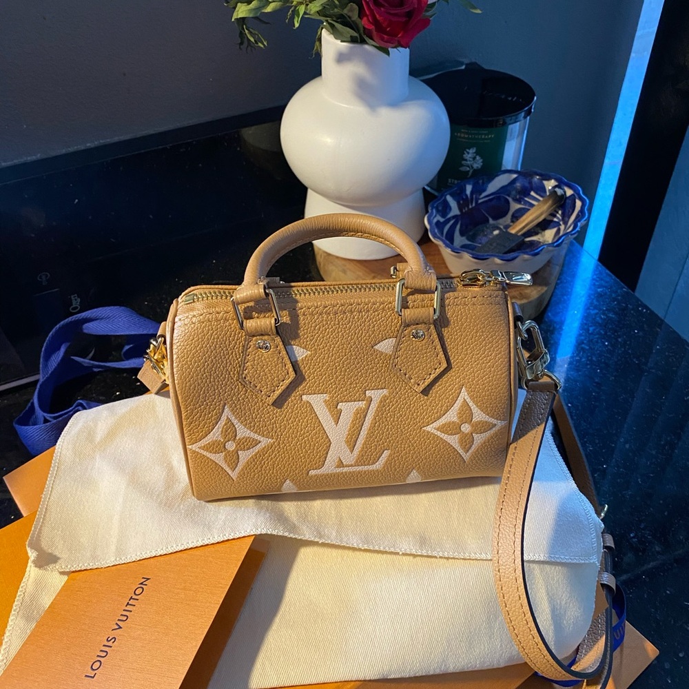 AUTHENTIC Louis Vuitton Nano Speedy in Arizona Beige